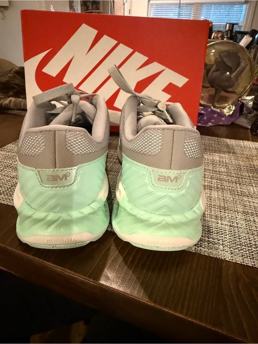 Nike Women’s Air Max Sneakers in Light Gray and Mint Green - Picture 4 of 6